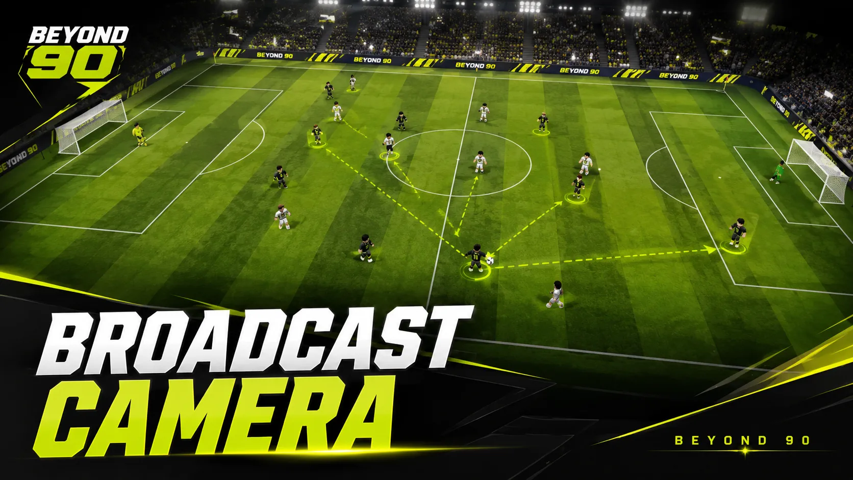 Beyond 90 broadcast camera overlooking a full football pitch